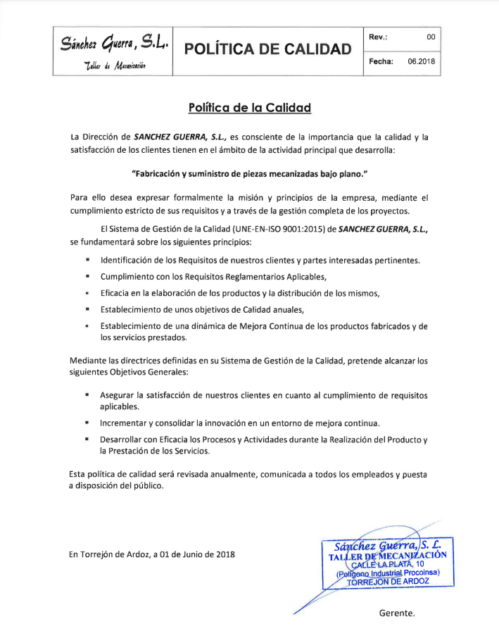 Sanchez Guerra Politica De Calidad
